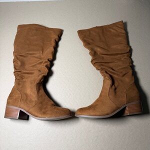 NWT Lane Bryant tall tan size 9W boots with heel zip up rider boots calf Carmel